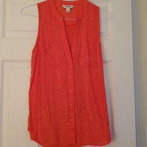 Coral button front tank